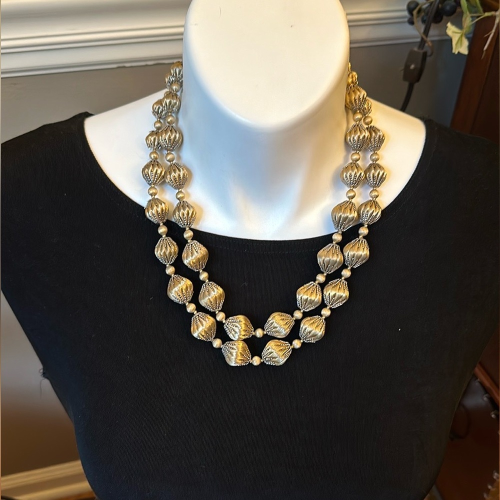 Vintage Vendome exquisite signed gold satin bead necklace, high-end 1940s